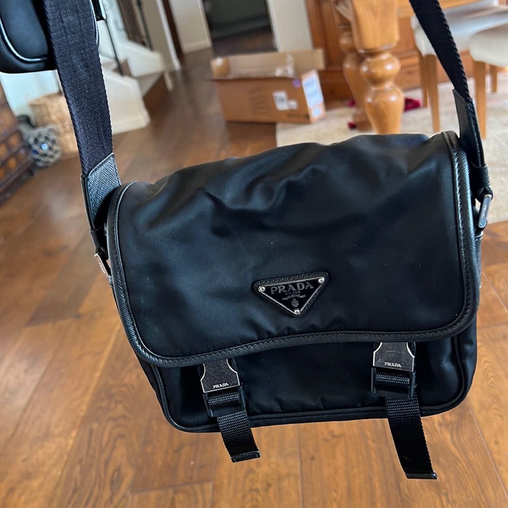 Prada Re-Nylon and Saffiano leather men shoulder bag
